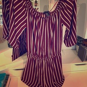 Maroon and white romper